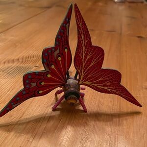 Hand painted wood carving butterfly from Latin America